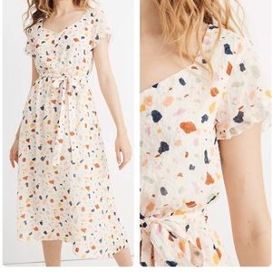 Madewell Tie-Waist Terrazzo Midi Dress